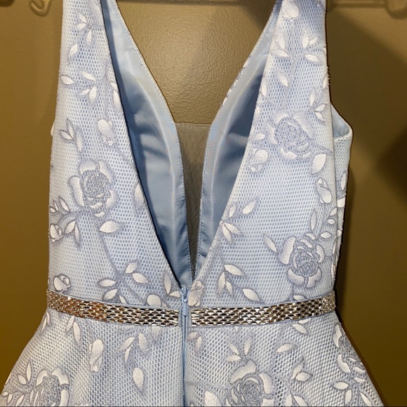 Baby Blue pastel floral glitter prom dress - Picture 6 of 9
